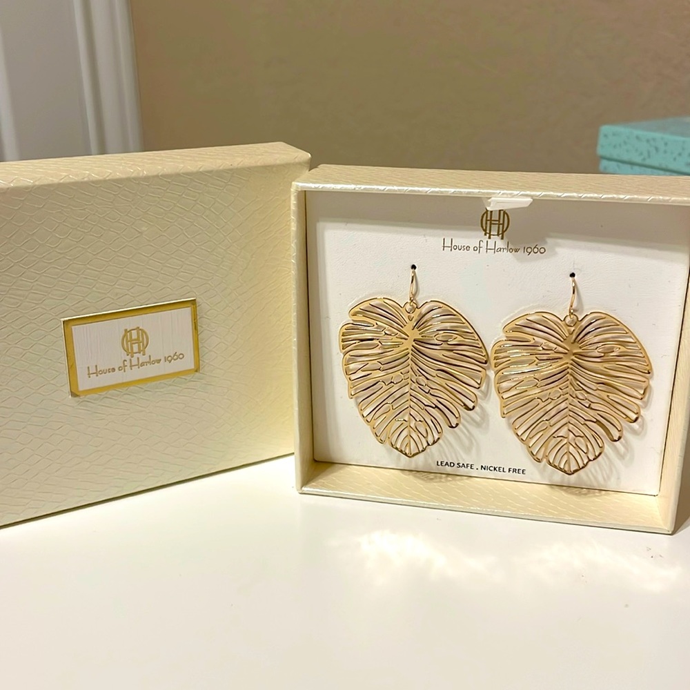 House of Harlow Gold Palm Earrings